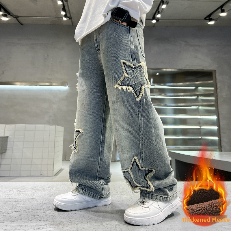 Poiste teksad kevad ja sügis 2025 uued stiilsed sirged püksid poistele kevad ja sügis laste lahtised pikad püksid trendikad