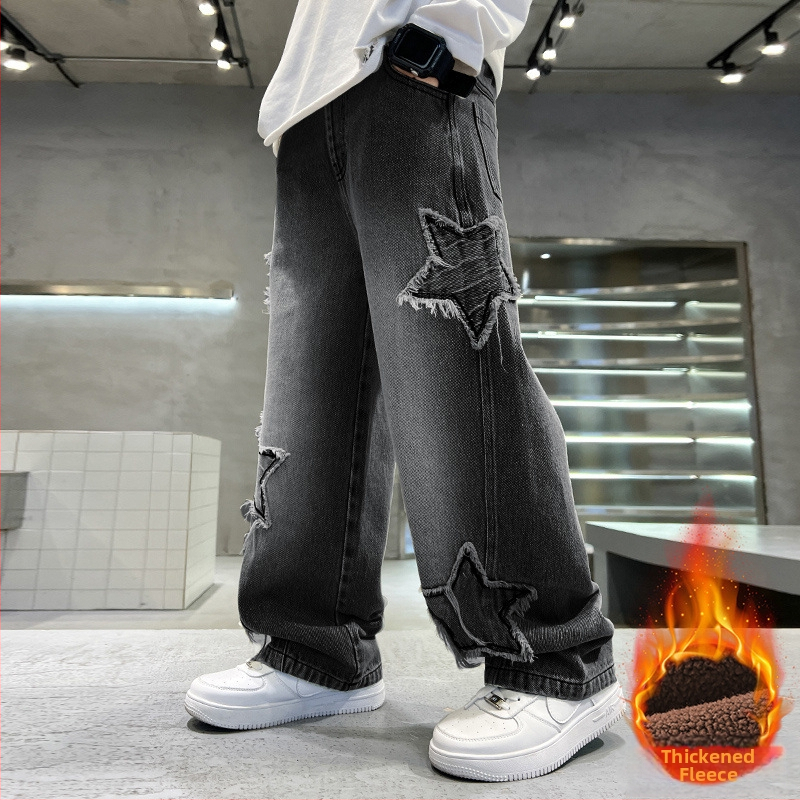 Poiste teksad kevad ja sügis 2025 uued stiilsed sirged püksid poistele kevad ja sügis laste lahtised pikad püksid trendikad