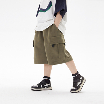 Παιδικό σορτς για αγόρια 2025, καλοκαιρινό, νέο κορεάτικο στυλ, κοντό παντελόνι με μεγάλες τσέπες, μικρό και μεσαίο παιδικό ίσιο, casual παντελόνι, δυτικού στυλ