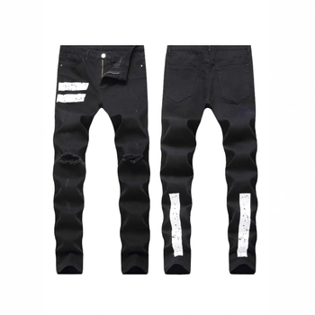 Crne traperice za mršavljenje, najlakše za usklađivanje, poderane, trend 2025., modne muške traperice Xintang Denim, sve na veliko