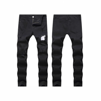 Crne traperice za mršavljenje, najlakše za usklađivanje, poderane, trend 2025., modne muške traperice Xintang Denim, sve na veliko