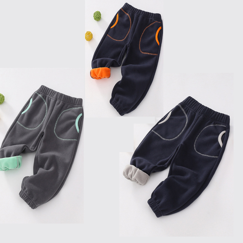 Colanți de pluș pentru copii, de toamnă și iarnă 2024, noi, pentru băieți și fete, din fleece polar, de dimensiuni mari, cu buzunar, pentru picioare calde