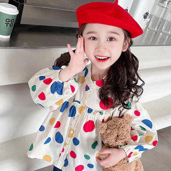 Cămăși pentru fete primăvară și toamnă 2025 haine noi pentru copii cu mânecă lungă la modă de primăvară, cămăși babydoll în stil coreean, topuri pentru bebeluși la modă, primăvară