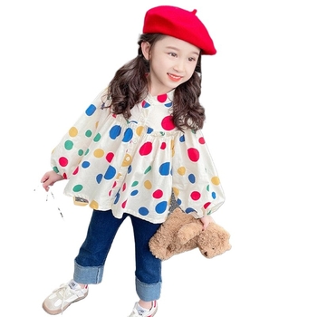 Cămăși pentru fete primăvară și toamnă 2025 haine noi pentru copii cu mânecă lungă la modă de primăvară, cămăși babydoll în stil coreean, topuri pentru bebeluși la modă, primăvară