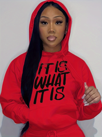 Hanorac cu șnur și imprimeu cu litere, hanorac cu mânecă lungă și umăr, îmbrăcăminte pentru femei, albastru, roz, alb, negru