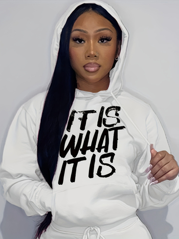 Hanorac cu șnur și imprimeu cu litere, hanorac cu mânecă lungă și umăr, îmbrăcăminte pentru femei, albastru, roz, alb, negru