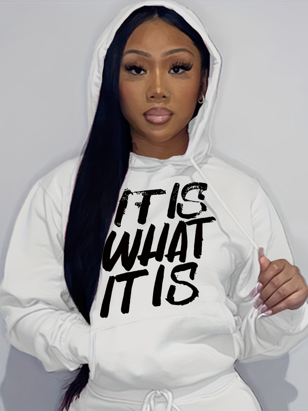 Hanorac cu șnur și imprimeu cu litere, hanorac cu mânecă lungă și umăr, îmbrăcăminte pentru femei, albastru, roz, alb, negru