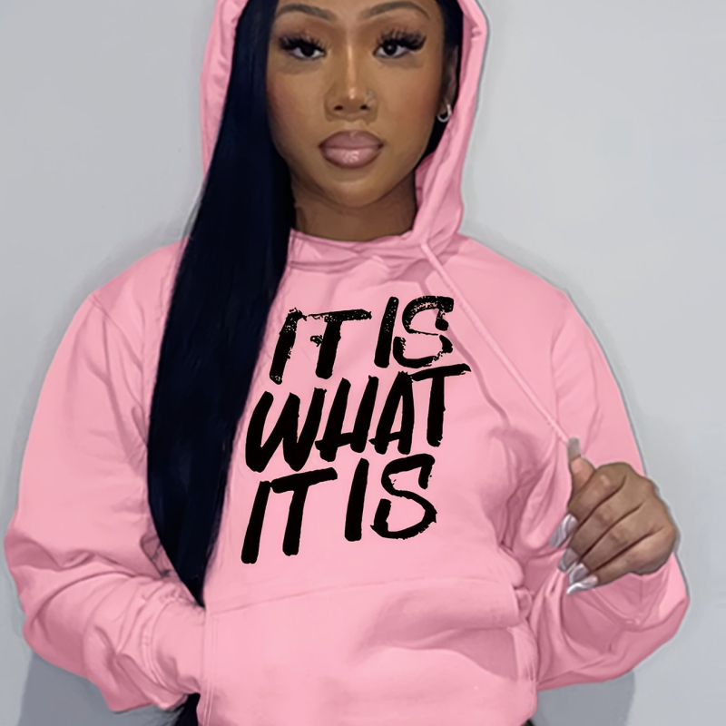 Hanorac cu șnur și imprimeu cu litere, hanorac cu mânecă lungă și umăr, îmbrăcăminte pentru femei, albastru, roz, alb, negru