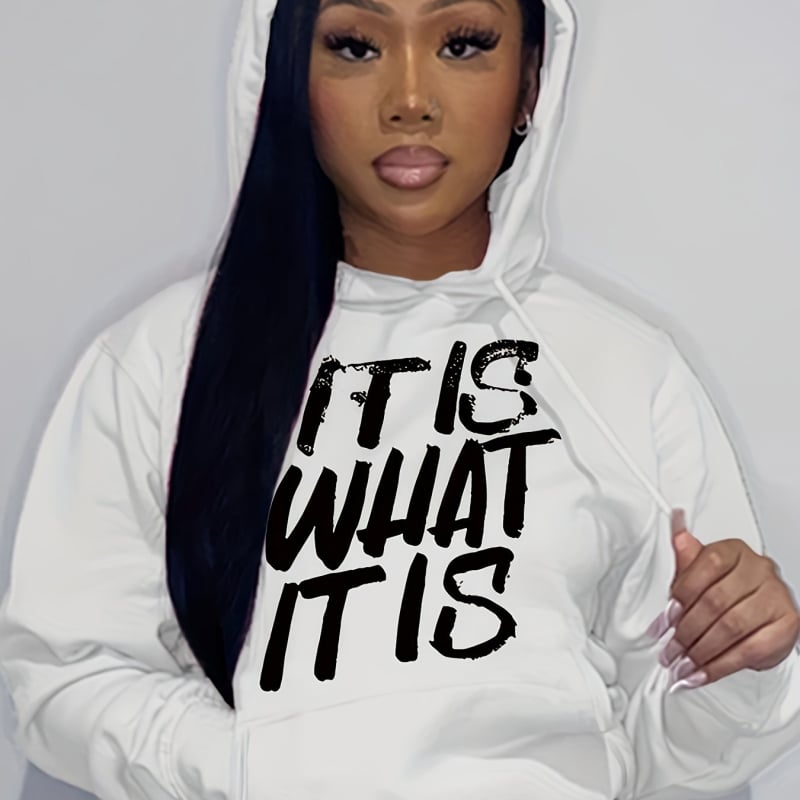 Hanorac cu șnur și imprimeu cu litere, hanorac cu mânecă lungă și umăr, îmbrăcăminte pentru femei, albastru, roz, alb, negru