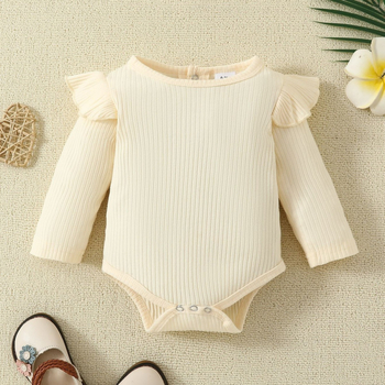 Μωρό άνοιξη και φθινόπωρο καλοκαίρι νέο δημοφιλές μονόχρωμο γυναικείο μωρουδιακό πολυχρηστικό βαμβακερό τριγωνικό ρούχο με μακριά μανίκια