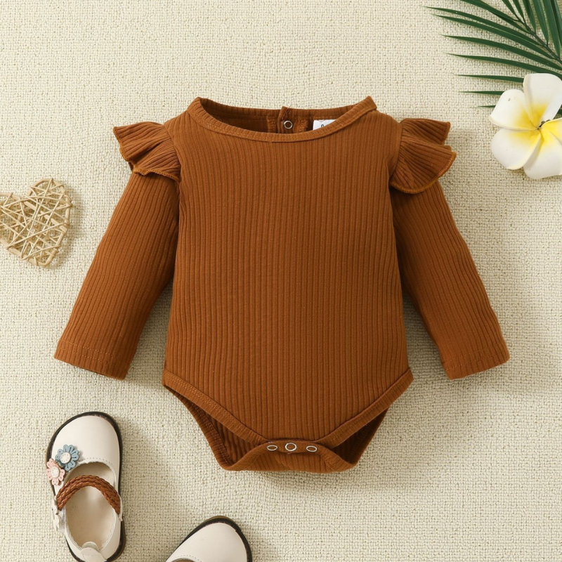 Salopetă triunghiulară cu mânecă lungă și bumbac pentru bebeluși, primăvară și toamnă, nouă, populară, de culoare solidă, cu mânecă zburătoare, pentru fete, versatilă, din bumbac, pentru bebeluși, cu mânecă lungă