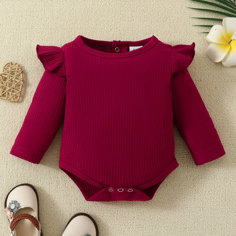 Salopetă triunghiulară cu mânecă lungă și bumbac pentru bebeluși, primăvară și toamnă, nouă, populară, de culoare solidă, cu mânecă zburătoare, pentru fete, versatilă, din bumbac, pentru bebeluși, cu mânecă lungă