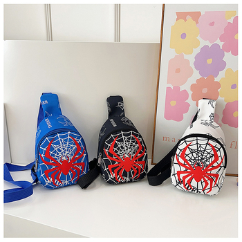 Jaunpienācēja zirnekļa multfilmas bērnu krūšu soma plecu soma bērnudārza un sākumskolas skolēniem Crossbody soma viegla ikdienas visu spēļu soma
