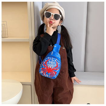 Jaunpienācēja zirnekļa multfilmas bērnu krūšu soma plecu soma bērnudārza un sākumskolas skolēniem Crossbody soma viegla ikdienas visu spēļu soma