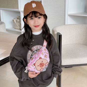 Karikatūru bērnu soma, jauna zēnu un meiteņu jauka Kappibala monētu maka, āra ikdienas soma, moderna jostas soma