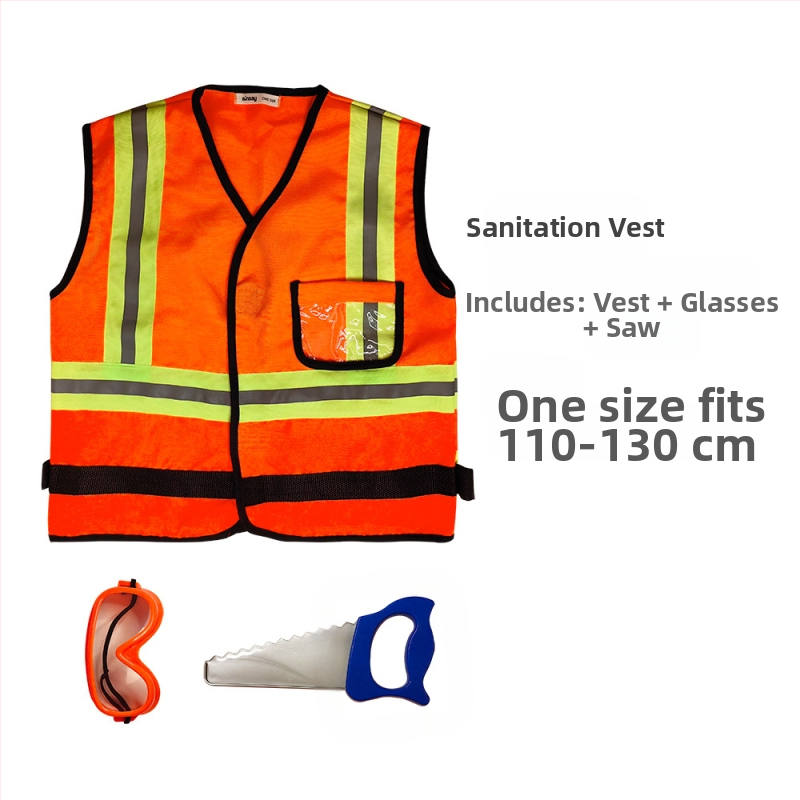 Жилетка за санитарни почистващи препарати, детски дрехи за ролеви игри, облекло за пожарникари, дрехи за изпълнение на пътни командири