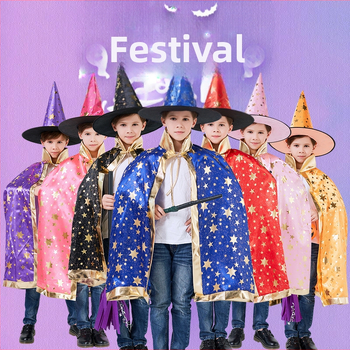 Helovīna kostīms 1. jūnija Bērnu dienas uzstāšanās kostīms Burvja apmetnis Raganas piecu zvaigžņu Helovīna apmetnis Mantija