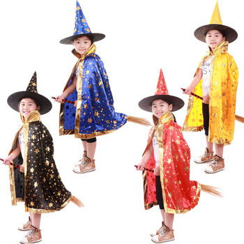 Στολή Halloween 1 Ιουνίου για την Ημέρα του Παιδιού, Στολή Παράστασης, Μανδύας Μάγου, Πεντάστερος Μανδύας Μάγισσας για Halloween