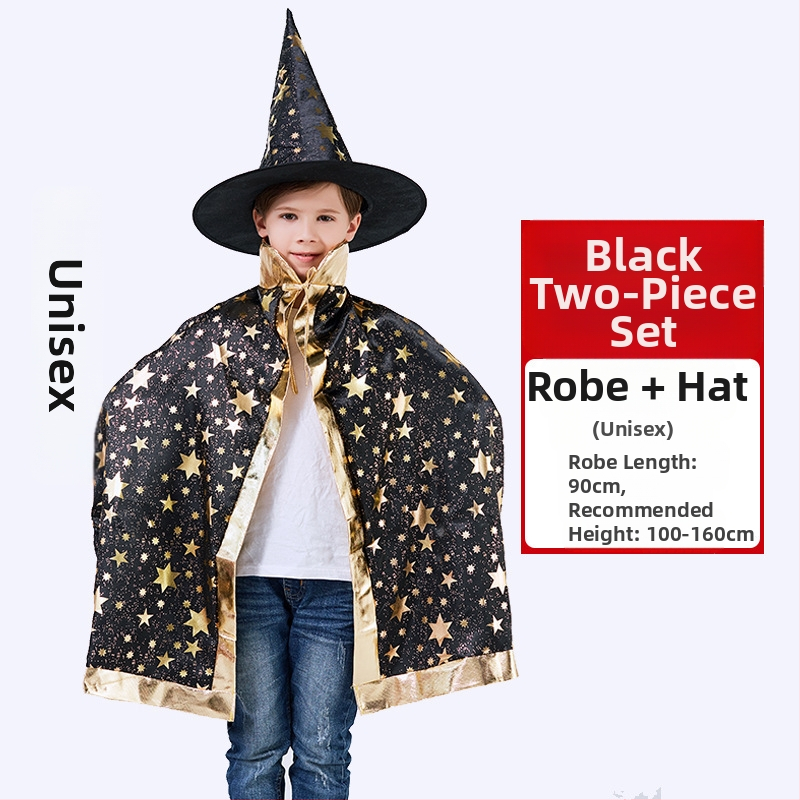 Helovīna kostīms 1. jūnija Bērnu dienas uzstāšanās kostīms Burvja apmetnis Raganas piecu zvaigžņu Helovīna apmetnis Mantija