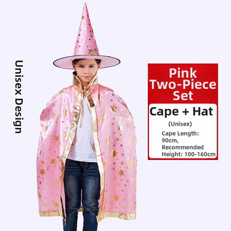 Helovīna kostīms 1. jūnija Bērnu dienas uzstāšanās kostīms Burvja apmetnis Raganas piecu zvaigžņu Helovīna apmetnis Mantija