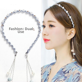 Kutais puošta galvos juosta su pakabuku moterims, rudens ir žiemos netikrų auskarų galvos juosta, fėjų miško stiliaus super fėjos plaukų segtukas, plaukų segtukas, pakabinama plaukų skylutė