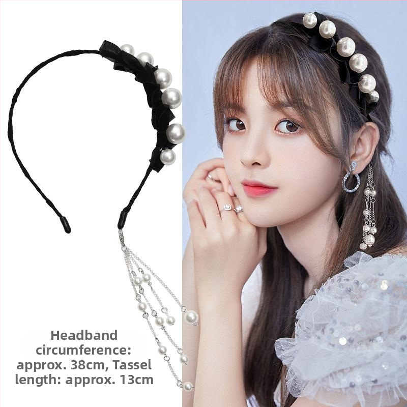 Kutais puošta galvos juosta su pakabuku moterims, rudens ir žiemos netikrų auskarų galvos juosta, fėjų miško stiliaus super fėjos plaukų segtukas, plaukų segtukas, pakabinama plaukų skylutė