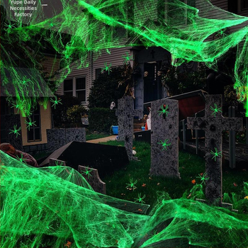 Φωτεινή Αράχνη από Βαμβάκι Διακόσμηση για Χάλογουιν Ιστός Αράχνης Αράχνη από Μεταξωτό Βαμβάκι Φωτεινή Αράχνη Στοιχεία Διάταξης Χώρου Μπαρ