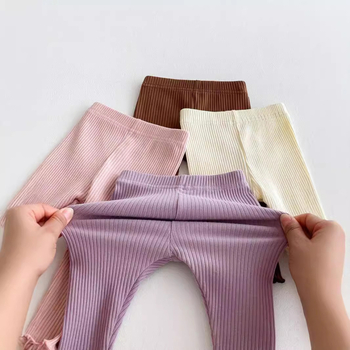 Βρεφικό Φθινοπωρινό Κολάν Μονόχρωμο με Απλό Νήμα, Ελαστικό Παντελόνι με Νήμα, για Νεογέννητο Κορίτσι, Βαμβακερό Παντελόνι Western Style