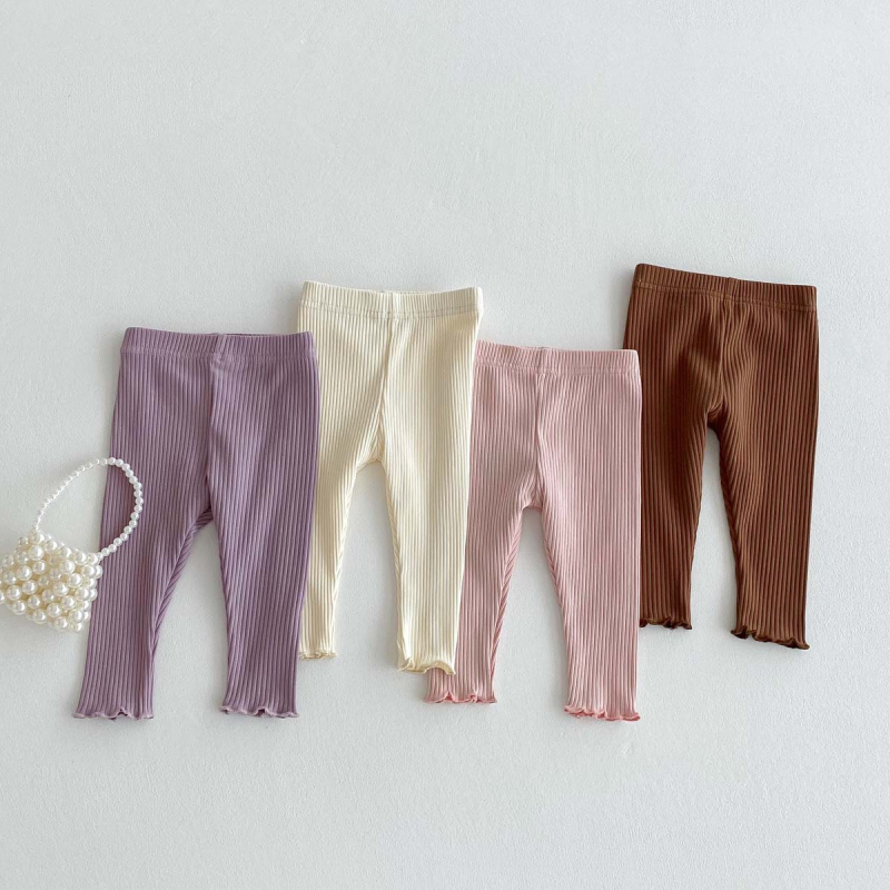 Beebi sügisesed universaalsed ühevärvilised retuusid lihtsad keermestatud venivad püksid vastsündinud beebitüdruku lääne stiilis puuvillased püksid