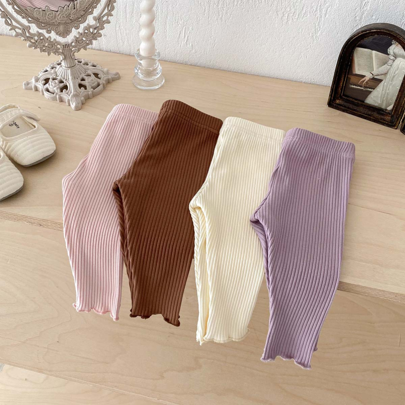 Beebi sügisesed universaalsed ühevärvilised retuusid lihtsad keermestatud venivad püksid vastsündinud beebitüdruku lääne stiilis puuvillased püksid