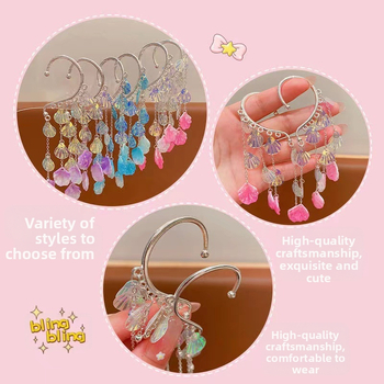 Nāriņas princeses mazuļa ausu āķis bērnu pērļu gliemežvāka matu aksesuāri meiteņu pušķīšu pieres ķēde super feju meiteņu galvassegas