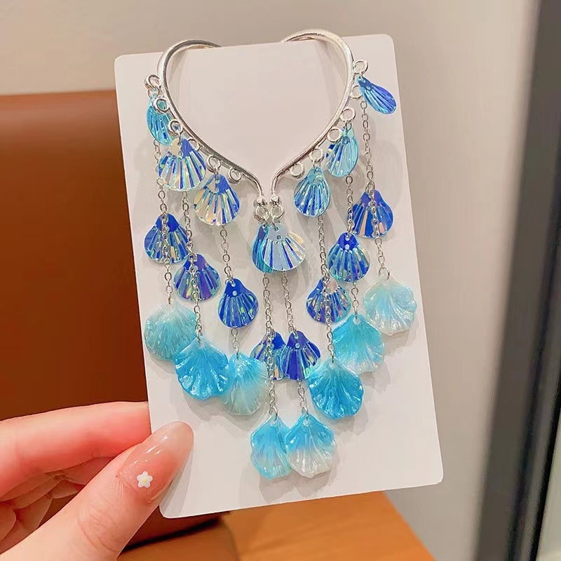 Nāriņas princeses mazuļa ausu āķis bērnu pērļu gliemežvāka matu aksesuāri meiteņu pušķīšu pieres ķēde super feju meiteņu galvassegas