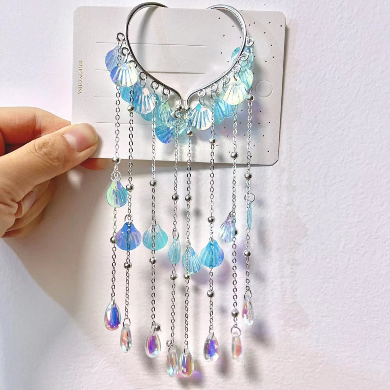 Nāriņas princeses mazuļa ausu āķis bērnu pērļu gliemežvāka matu aksesuāri meiteņu pušķīšu pieres ķēde super feju meiteņu galvassegas