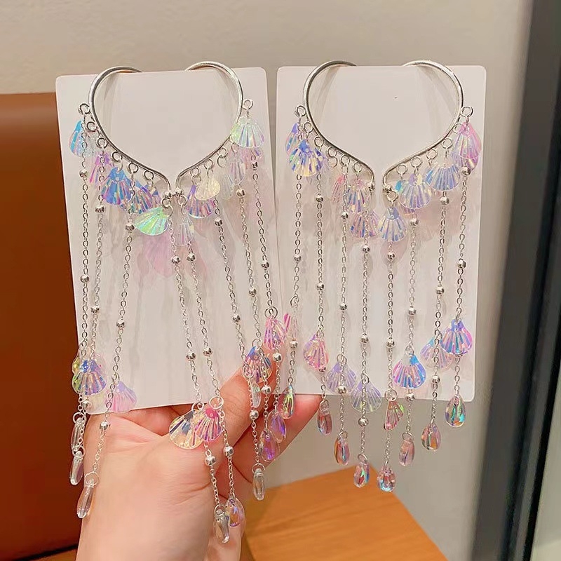 Nāriņas princeses mazuļa ausu āķis bērnu pērļu gliemežvāka matu aksesuāri meiteņu pušķīšu pieres ķēde super feju meiteņu galvassegas