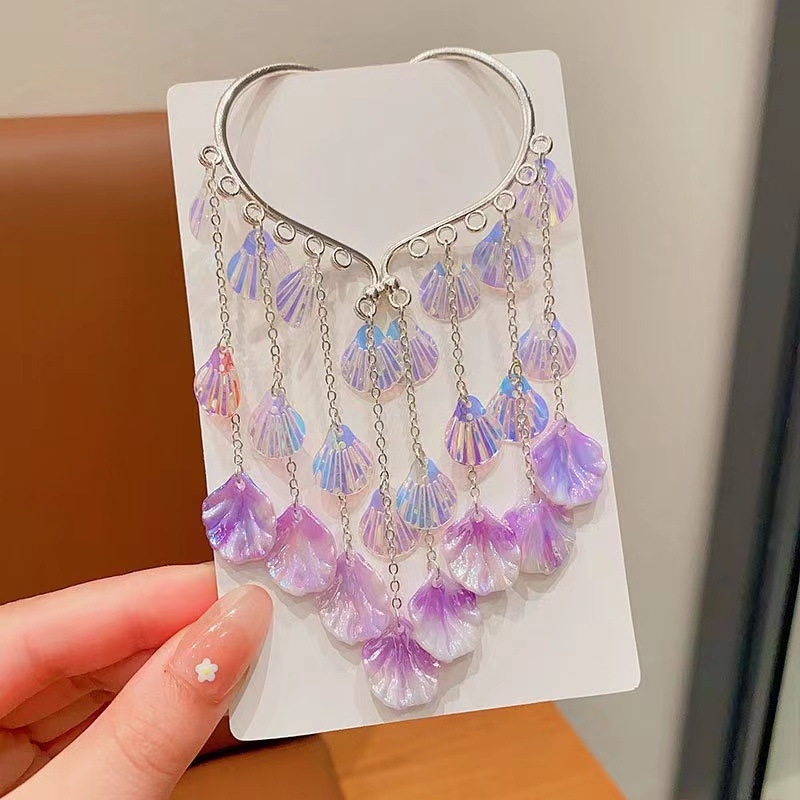 Nāriņas princeses mazuļa ausu āķis bērnu pērļu gliemežvāka matu aksesuāri meiteņu pušķīšu pieres ķēde super feju meiteņu galvassegas