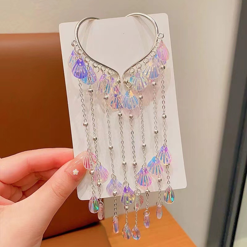 Nāriņas princeses mazuļa ausu āķis bērnu pērļu gliemežvāka matu aksesuāri meiteņu pušķīšu pieres ķēde super feju meiteņu galvassegas