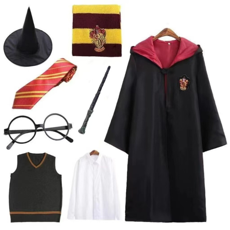 Haine Harry Potter costum cos set complet Gryffindor înconjurător haină magică pentru copii uniformă școlară de performanță robe de vrăjitor