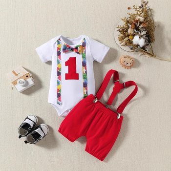 Prekogranično europsko i američko odijelo od tri dijela za dječake s kratkim rukavima i naramenicama