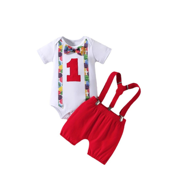 Καλοκαιρινό σορτς 3 τεμαχίων για αγόρια, με κοντομάνικο τελείωμα και τιράντες, σε διασυνοριακό ευρωπαϊκό και αμερικανικό στιλ