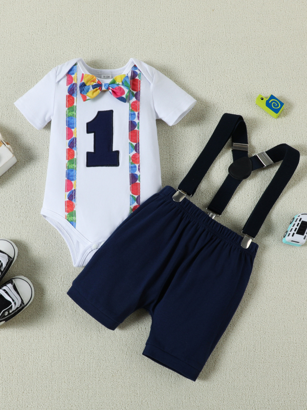 Prekogranično europsko i američko odijelo od tri dijela za dječake s kratkim rukavima i naramenicama