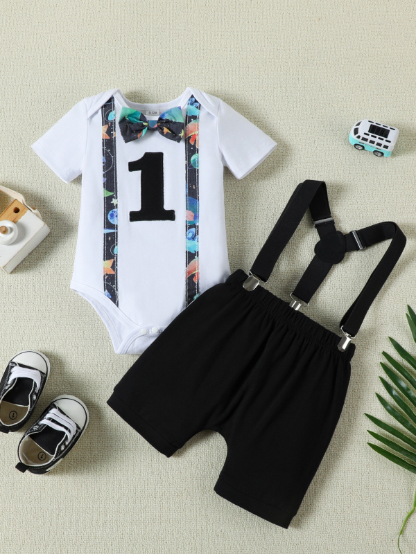 Prekogranično europsko i američko odijelo od tri dijela za dječake s kratkim rukavima i naramenicama