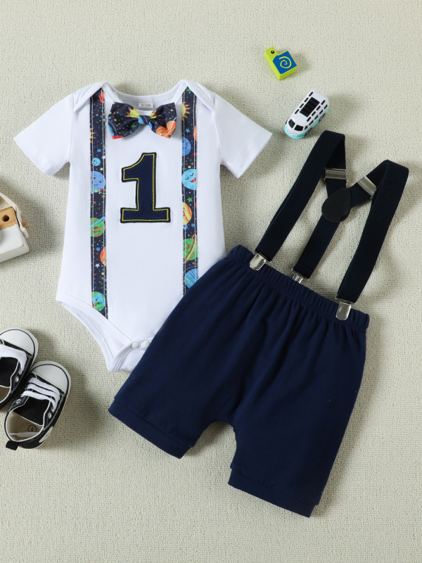 Prekogranično europsko i američko odijelo od tri dijela za dječake s kratkim rukavima i naramenicama