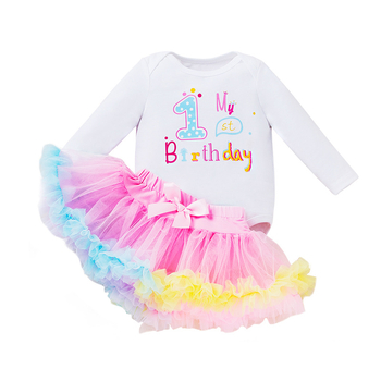 Ρούχα για μωρά, χονδρική, ρούχα για νεογέννητα, φόρεμα γενεθλίων για κορίτσια, φορέματα με μακριά μανίκια και τυπωμένα καπέλα, φόρεμα με πουγκί