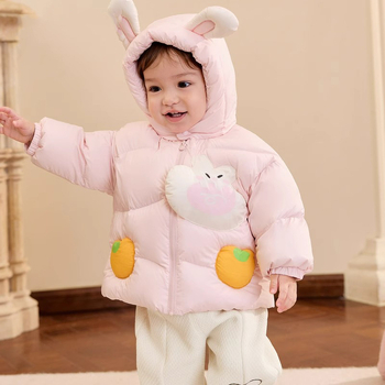 Bērnu dūnu jaka ar vieglu kapuci 2024. gada jauna bērnu apģērba mazuļu dūnu jaka, silta jaka zēniem un meitenēm