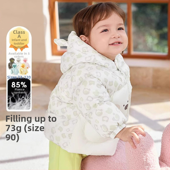Bērnu dūnu jaka ar vieglu kapuci 2024. gada jauna bērnu apģērba mazuļu dūnu jaka, silta jaka zēniem un meitenēm
