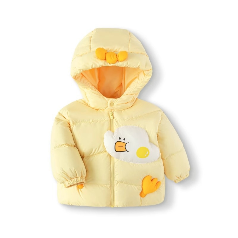 Bērnu dūnu jaka ar vieglu kapuci 2024. gada jauna bērnu apģērba mazuļu dūnu jaka, silta jaka zēniem un meitenēm