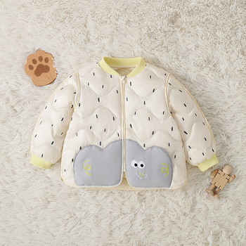 Atlaide dūnu jakām zēniem un meitenēm 2024. gada rudens un ziemas jaunā bērnu vieglā jaka mazuļiem, kas iziet ārā, baltas pīles dūnas ziemā