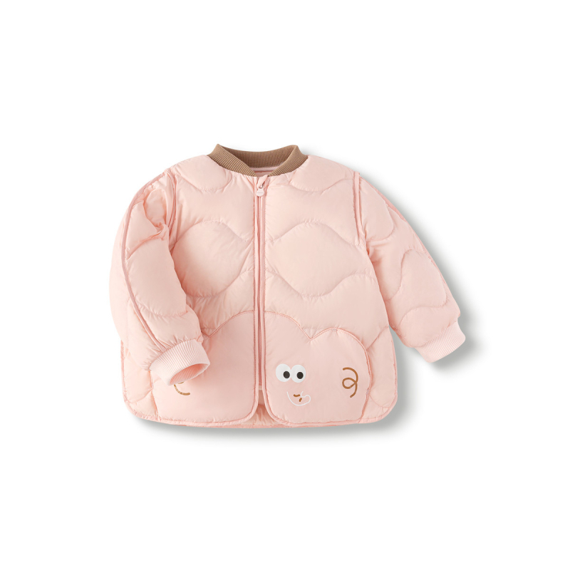 Atlaide dūnu jakām zēniem un meitenēm 2024. gada rudens un ziemas jaunā bērnu vieglā jaka mazuļiem, kas iziet ārā, baltas pīles dūnas ziemā