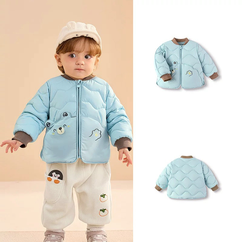 Atlaide dūnu jakām zēniem un meitenēm 2024. gada rudens un ziemas jaunā bērnu vieglā jaka mazuļiem, kas iziet ārā, baltas pīles dūnas ziemā