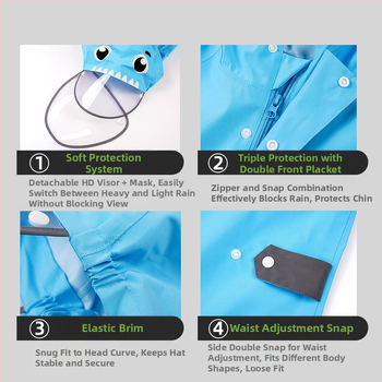 Laste ühes tükis vihmamantel poistele beebi pontšo naiste lasteaia dinosauruse vihmapüksid komplekt täiskeha vihmakindel vihmamantli partii